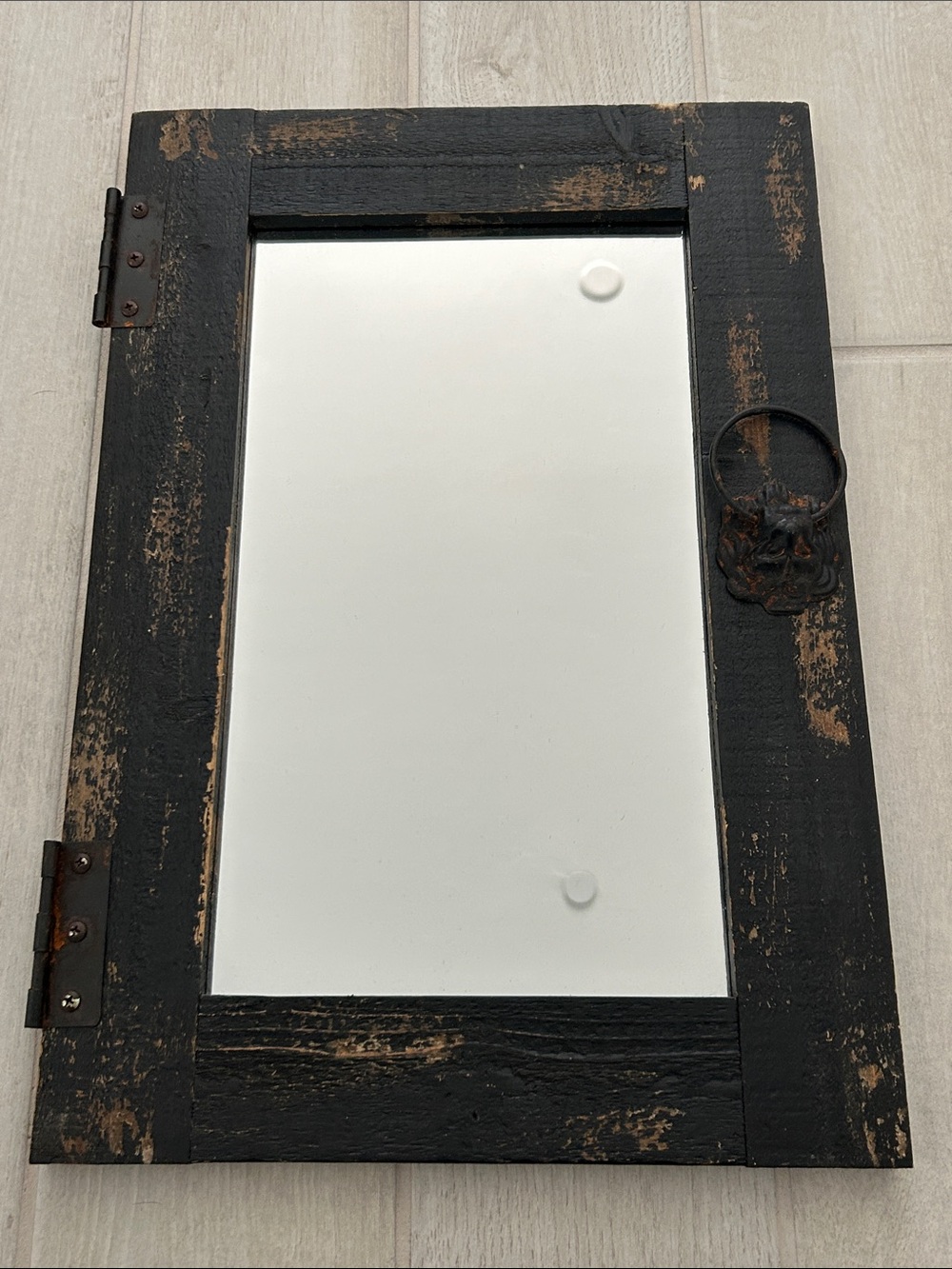 Black Industrial - Rustic 14” x 20” Wood Hanging Mirror